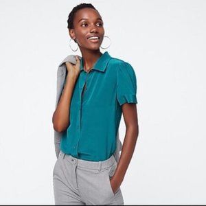 J.Crew: Short Sleeve Shirt In Re-Imagined Silk